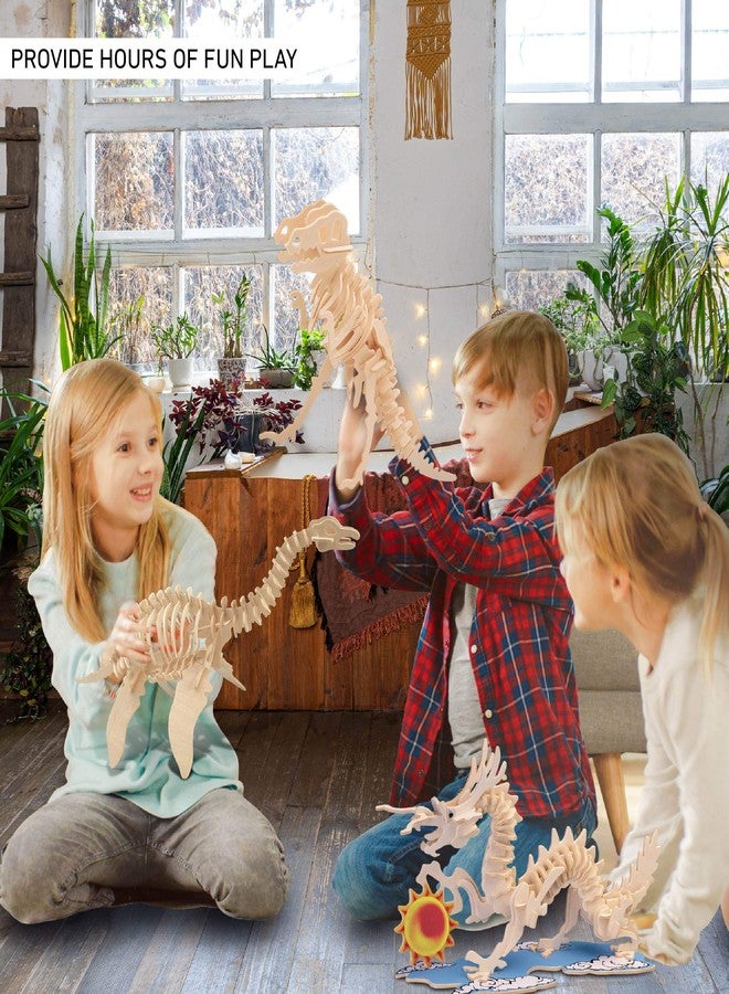 Puzzled 3D Puzzle Plesiosaurus Dinosaur Wood Craft Construction Model Kit Fun, Educational DIY Wooden Dino Toy Assemble Model Unfinished Craft Hobby Puzzle to Build & Paint for Decoration 50pcs Pack - Image 4